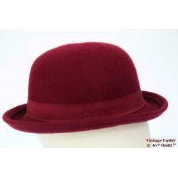 Vintage dameshoed Zachte bolhoed bordeaux rood 57