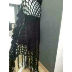 HANDMADE Zwarte PONCHO/Omslagsjaal Incl.Verzenden!!!!!!