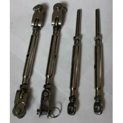 RVS Verstagingwantspanners + 8st. RVS Kabeluiteinden