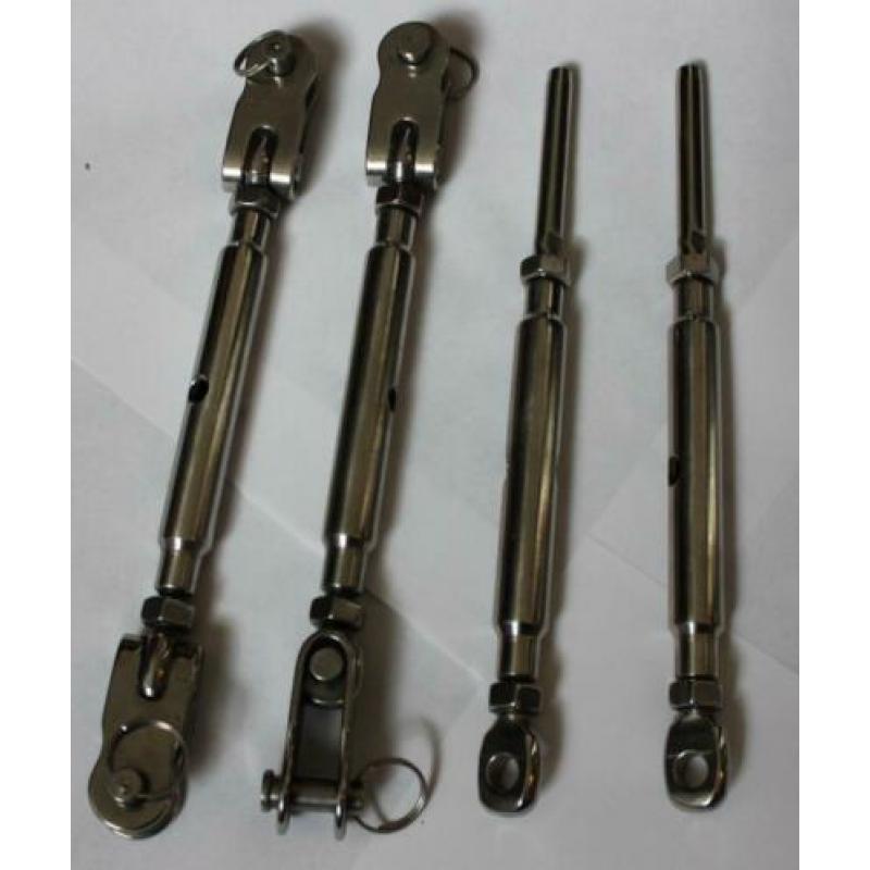 RVS Verstagingwantspanners + 8st. RVS Kabeluiteinden