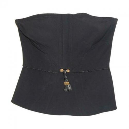 D4A Elisabetta Franchi zwarte strepless top gouden blokje 44