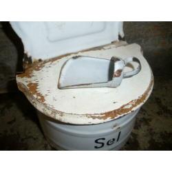 Antiek emaille Zoutpot