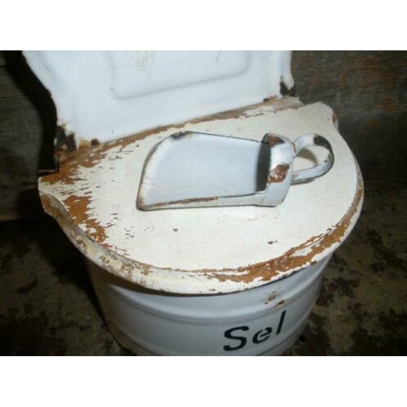Antiek emaille Zoutpot