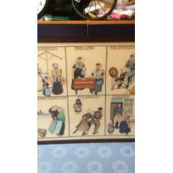 Schilderij kruissteek Klederdrachtten met houten lijst