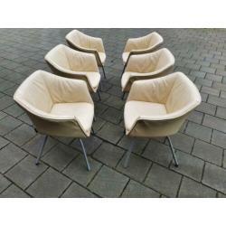 6 design eetkamerstoelen gerard van de berg leer tulip