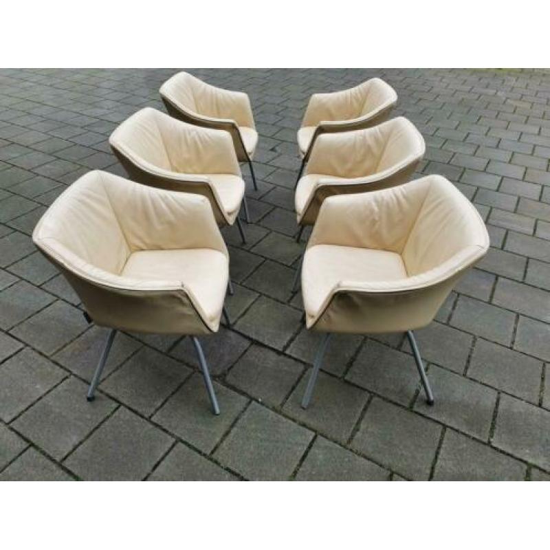 6 design eetkamerstoelen gerard van de berg leer tulip
