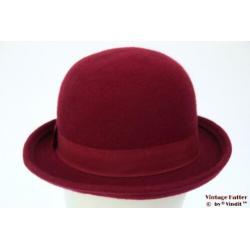 Vintage dameshoed Zachte bolhoed bordeaux rood 57