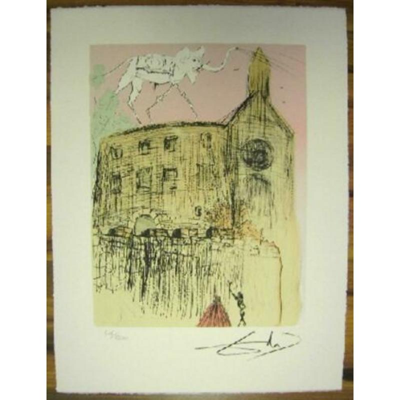 Salvador Dali(1904)Kleur Lithografie"Gala `s Castle" Ges Gen