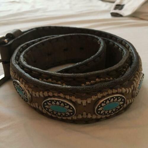 Sendra riem donkerbruin met turquoise