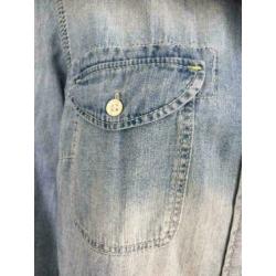 D585 VANILIA maat 40=M blouse spijkerblouse jeans blauw