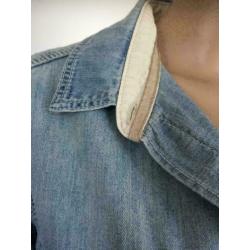 D585 VANILIA maat 40=M blouse spijkerblouse jeans blauw