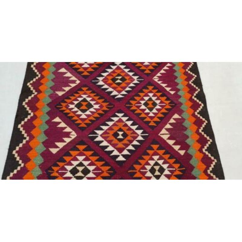 Vintage kelim kleed loper 350x112 cm vloerkleed tapijt kelim