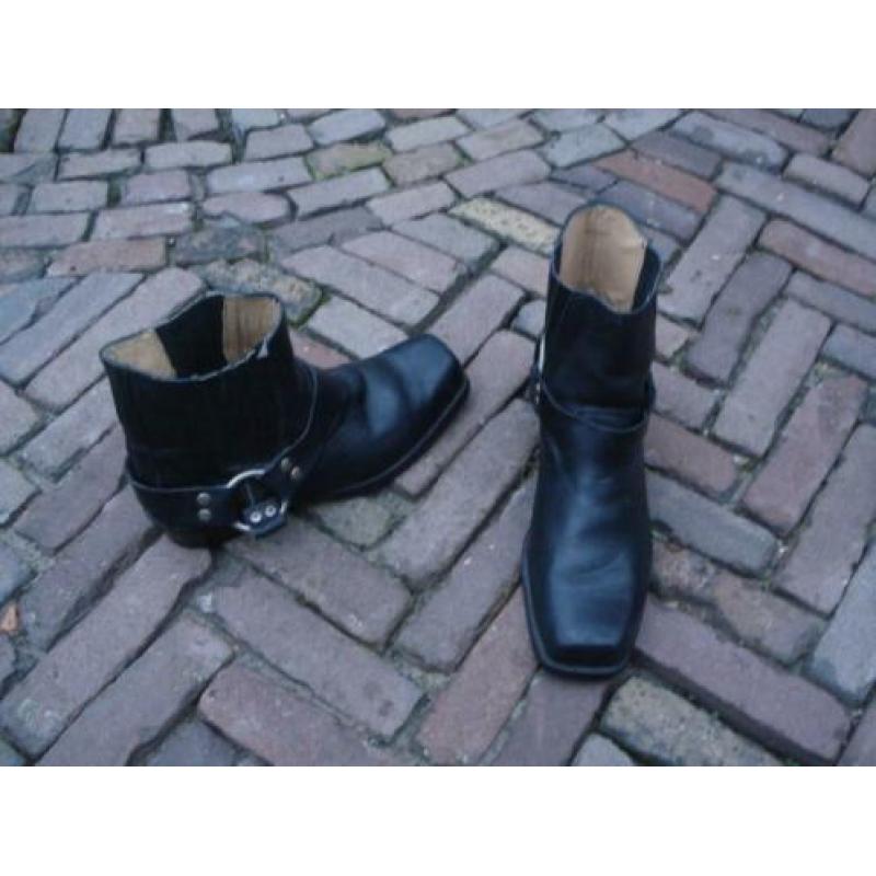 Gratis verzenden sexy stoere zwarte leren bikerboots 42