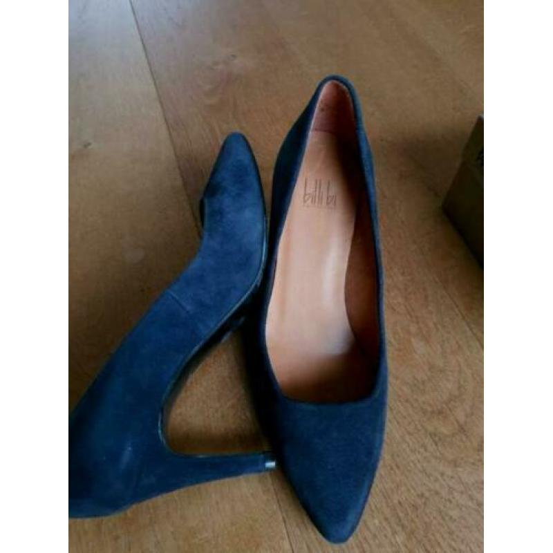 Billi bi pumps, maat 38, blauw suede leer, nieuw