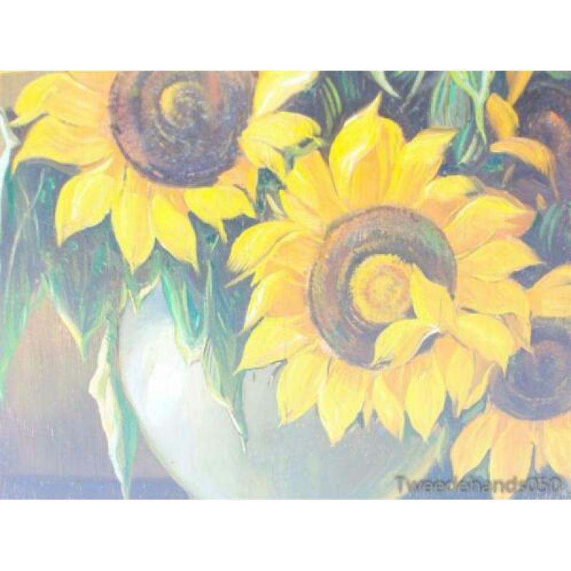 Zonnebloemen schilderij op plaat 89297