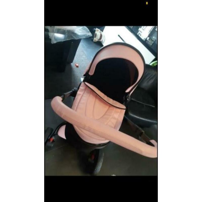 Nieuwe Zwart Roze 3in1 Kinderwagen.
