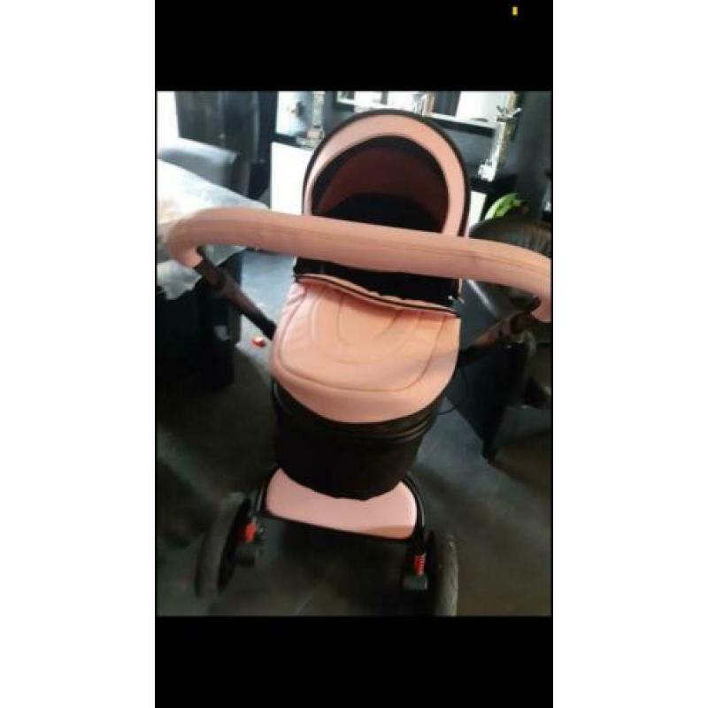 Nieuwe Zwart Roze 3in1 Kinderwagen.