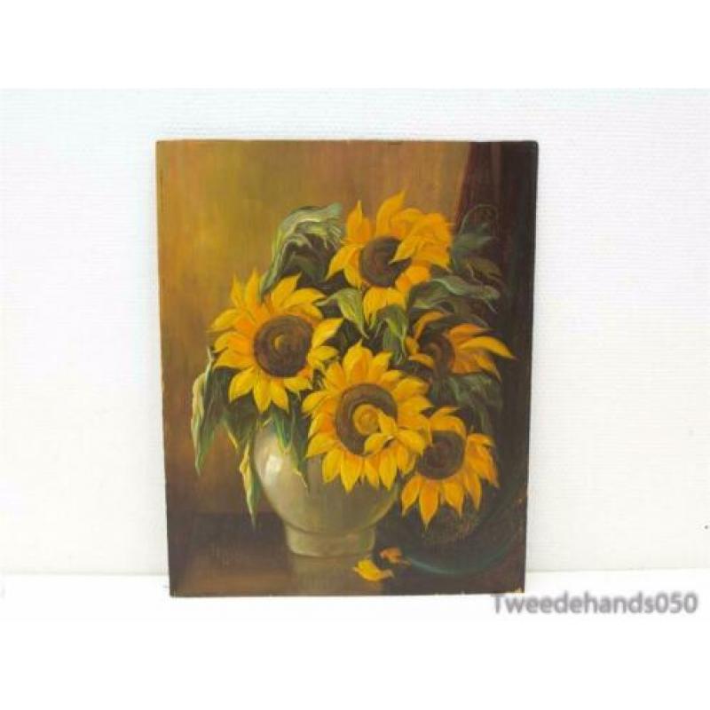 Zonnebloemen schilderij op plaat 89297