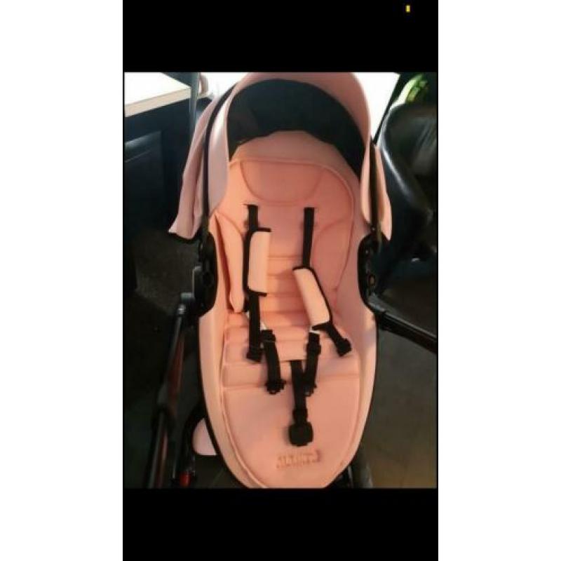 Nieuwe Zwart Roze 3in1 Kinderwagen.