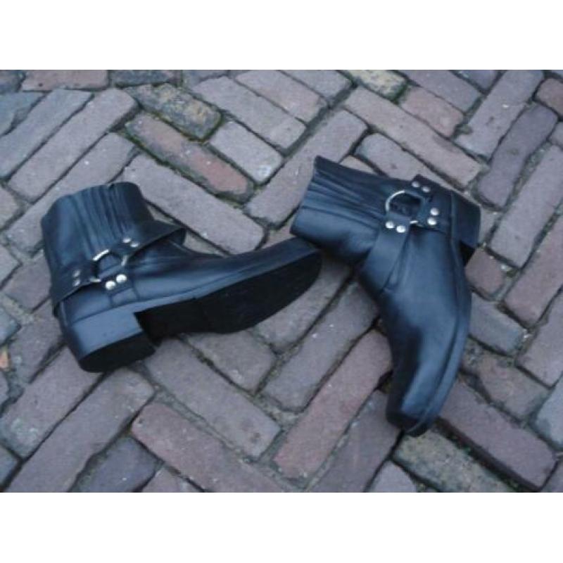 Gratis verzenden sexy stoere zwarte leren bikerboots 42