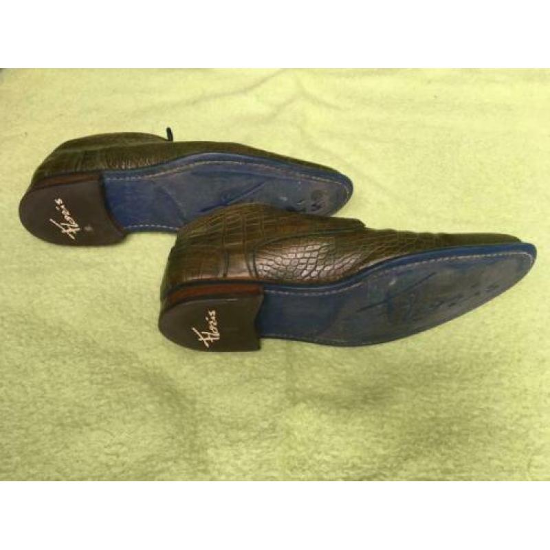 Floris van Bommel, groen croc, prima zolen & hakken + riem