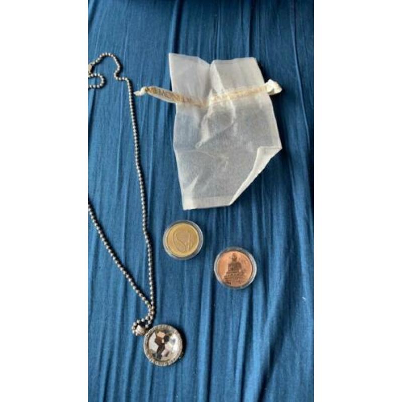 Mi moneda ketting zilver met 3 munten