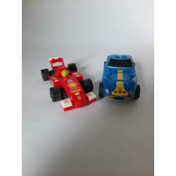 Stoere lego F1 set met 4 (race) autos, pitstop en monteur