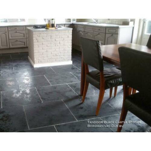Indiaas leisteen vloertegels Castle Stone Black 60x60 cm