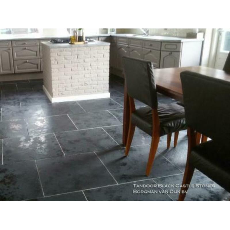 Indiaas leisteen vloertegels Castle Stone Black 60x60 cm