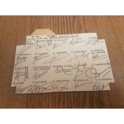 Oude Ajax handtekeningenkaart 70-71 met o.a. Johan Cruijff.