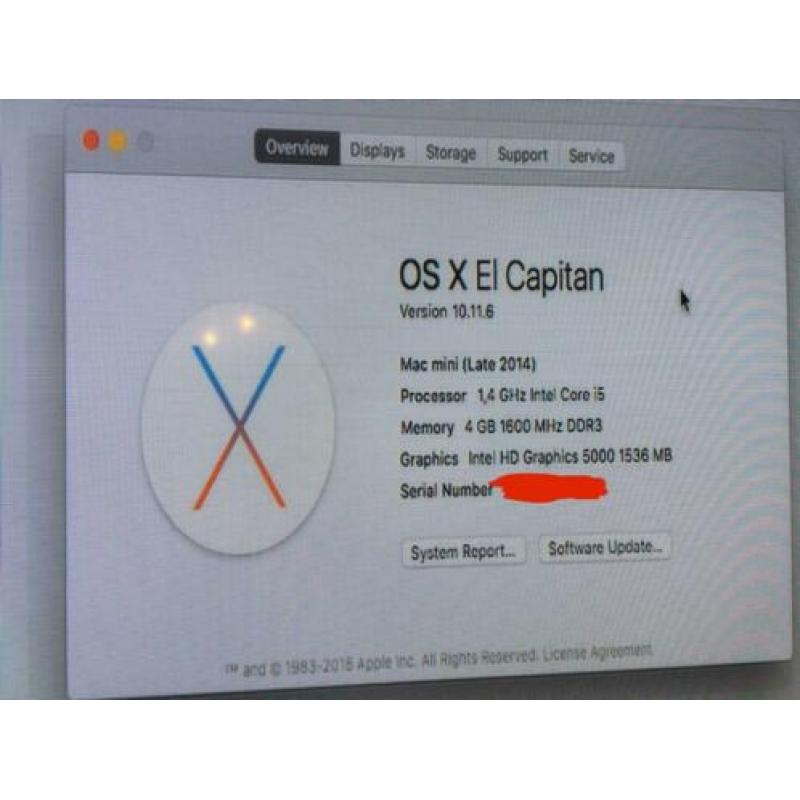 Mac Mini 2014 i5 4gb met 120GB sata SSD