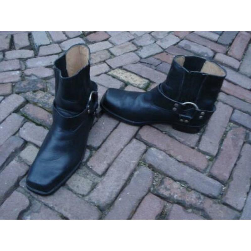 Gratis verzenden sexy stoere zwarte leren bikerboots 42