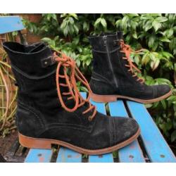 Bullboxer zwart suede veterboots, mt. 38 (37,5 ook goed)