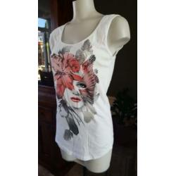 ZGAN prachtige witte DIESEL top mt S 36, topje wit print