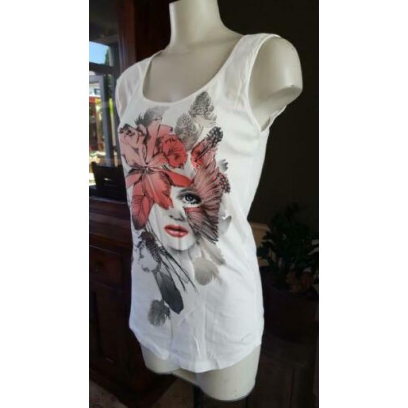 ZGAN prachtige witte DIESEL top mt S 36, topje wit print