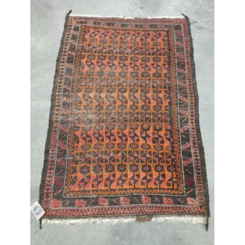 Handgeknoopt Perzisch wol tapijt Belutch orange 97x140cm