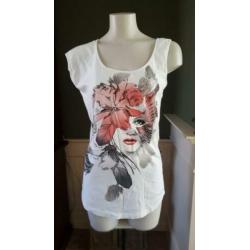 ZGAN prachtige witte DIESEL top mt S 36, topje wit print