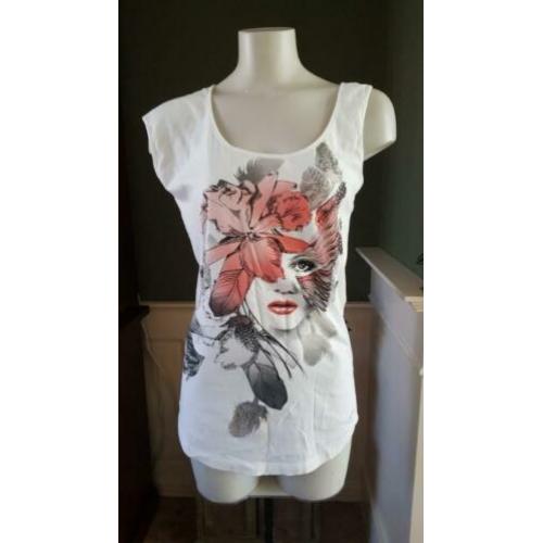 ZGAN prachtige witte DIESEL top mt S 36, topje wit print