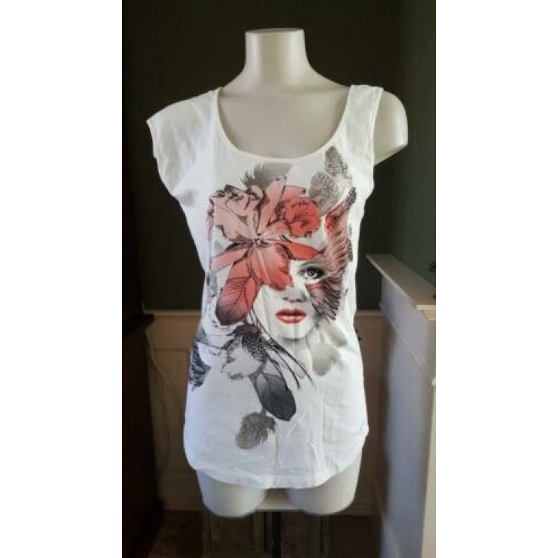 ZGAN prachtige witte DIESEL top mt S 36, topje wit print