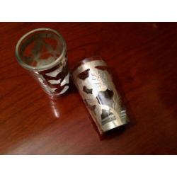 Tequila / shot glazen met zilveren houder 6x