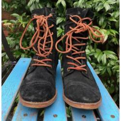 Bullboxer zwart suede veterboots, mt. 38 (37,5 ook goed)