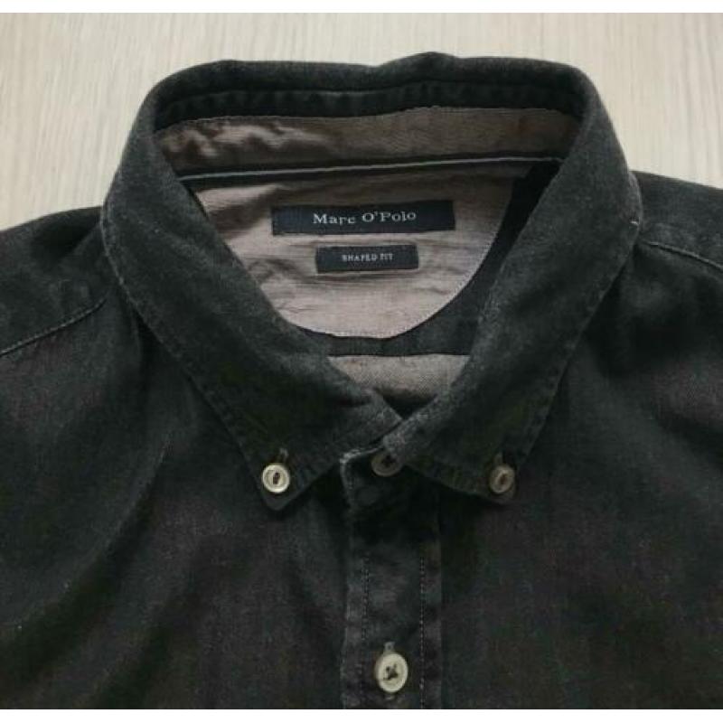 Antracite/zwart overhemd shaped fit Marc O'Polo maat L