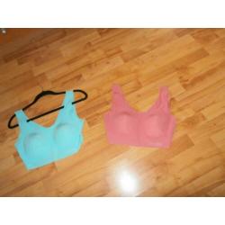 Fijne Sloggi Bralettes naadloos mt L mint en zalm i.g.s.