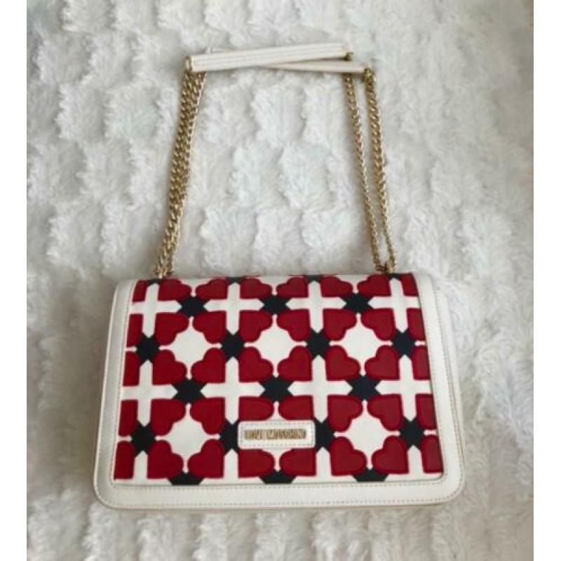 Moschino beige dames tas met hartjes