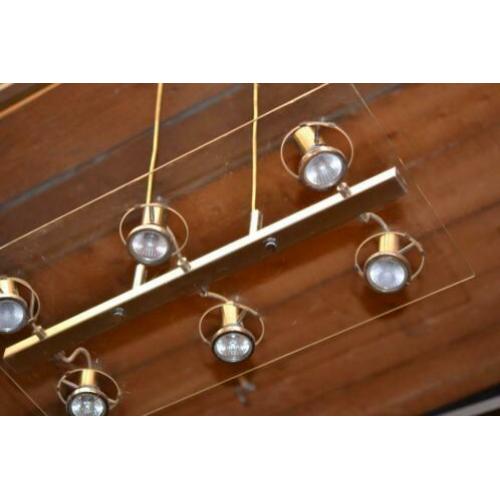 Hanglamp Glazen Plaat met 6 spotjes
