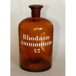 Grote Oude Apothekersfles Rhodaan-Ammonium 42 Met Emaille b