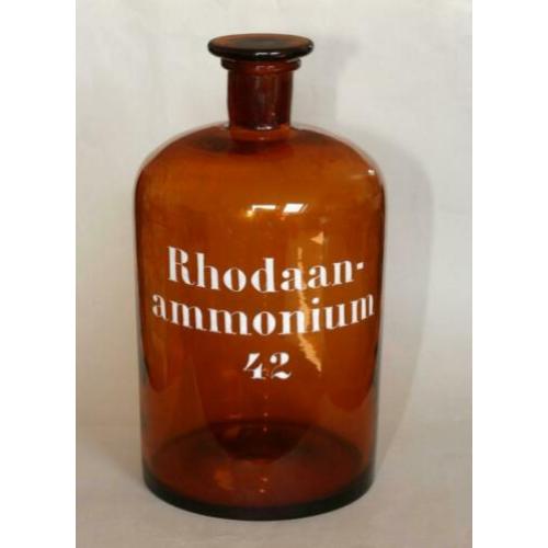 Grote Oude Apothekersfles Rhodaan-Ammonium 42 Met Emaille b