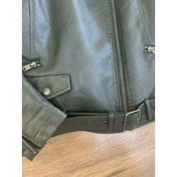 ZGAN leren jack bikerjack dames groen maat L America Today