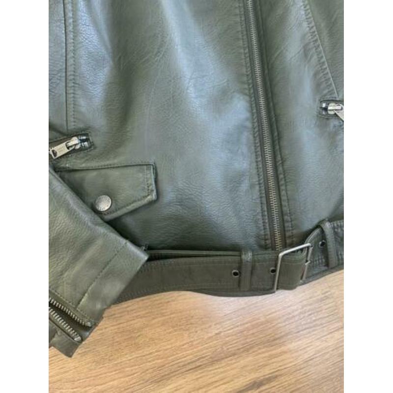 ZGAN leren jack bikerjack dames groen maat L America Today