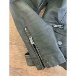 ZGAN leren jack bikerjack dames groen maat L America Today